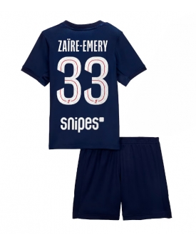 Billige Fotballdrakt Paris Saint-Germain Warren Zaire-Emery #33 Replika Hjemmedraktsett Barn 2025-26 Kortermet (med bukser)